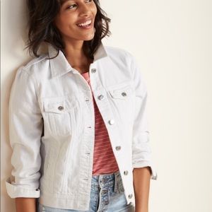 Distressed White Denim Jacket
